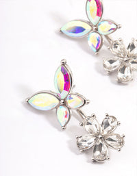 Rhodium Crystal Flower Wrap Earrings - link has visual effect only