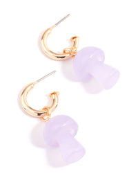 Purple Mushroom Huggie Earrings - link has visual effect only