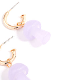 Purple Mushroom Huggie Earrings - link has visual effect only