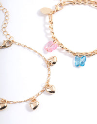 Gold Butterfly Puffy Heart Bracelet - link has visual effect only