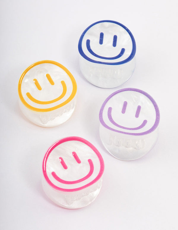Acrylic Smiley Claw Clips 4-Pack