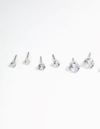 Silver Plated Cubic Zirconia Ascending Earrings 8-Pack - link has visual effect only