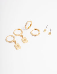 Gold Plated Celestial Earrings 6-Pack - link has visual effect only