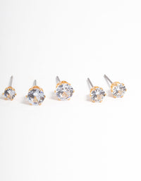 Gold Plated Cubic Zirconia Ascending Earrings 8-Pack - link has visual effect only