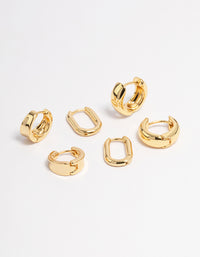Gold Plated Basic Huggie Earrings 6-Pack - link has visual effect only