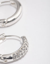 Silver Diamante Thick Huggie Earrings - link has visual effect only