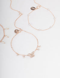 Rose Gold Butterfly Jingle Bracelet & Anklet 4-Pack Set - link has visual effect only