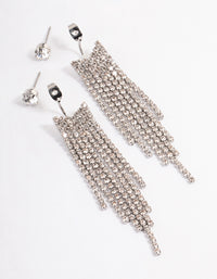 Rhodium Front & Back Cupchain Drop Earrings - link has visual effect only