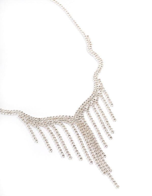 Silver Wavy Fringe Cupchain Necklace