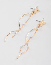 Gold Butterfly Pearl Twisted Drop Earrings - link has visual effect only