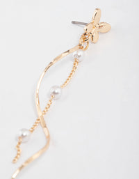 Gold Butterfly Pearl Twisted Drop Earrings - link has visual effect only