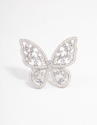 Rhodium Statement Butterfly Cocktail Ring - link has visual effect only