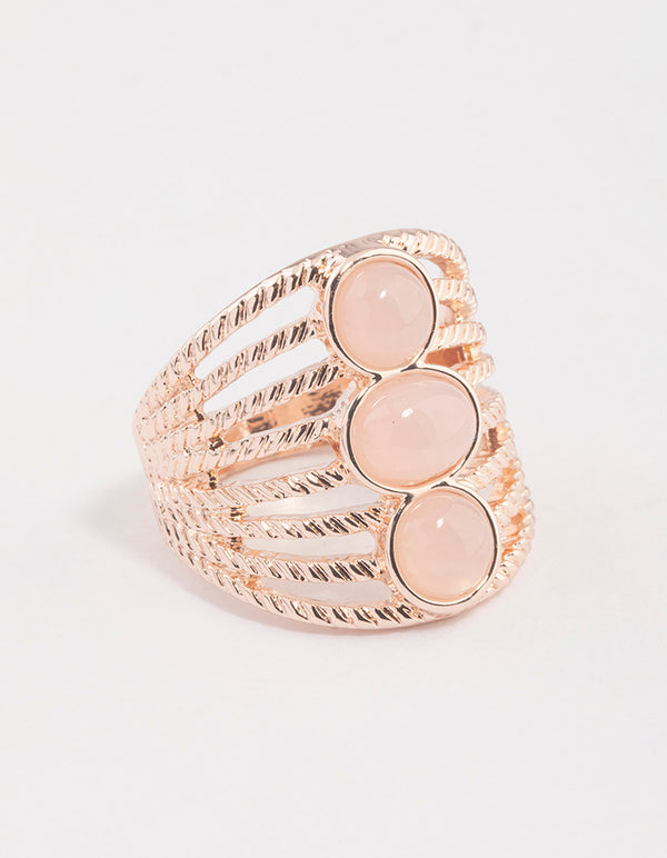 Rose Gold Vertical Triple Stone Ring