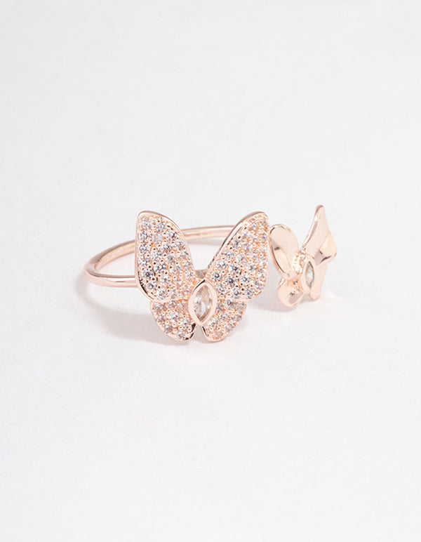 Rose Gold Glam Butterfly Ring