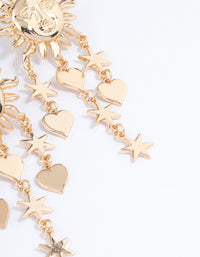 Gold Statement Stone Heart Drop Earrings - link has visual effect only