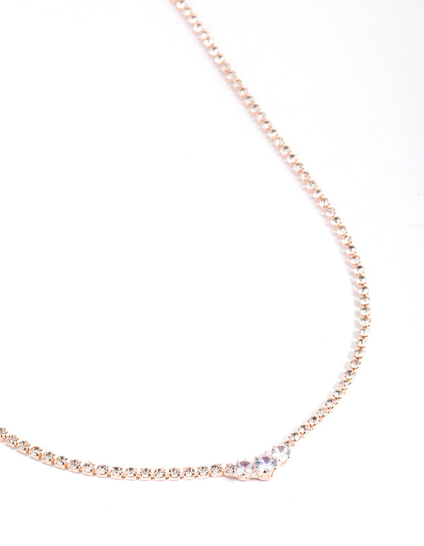 Rose Gold Cupchain Diamante Necklace