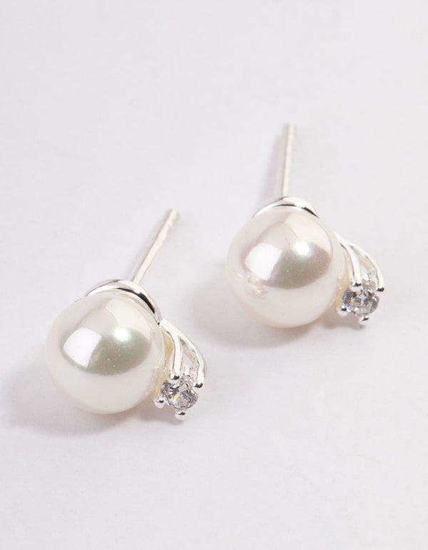 Sterling Silver Pearl Stud Earrings