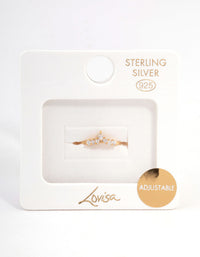 Gold Plated Sterling Silver Wishbone Cubic Zirconia Ring - link has visual effect only