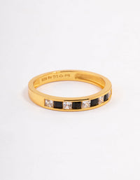 Gold Plated Sterling Silver Checkered Band Ring - link has visual effect only