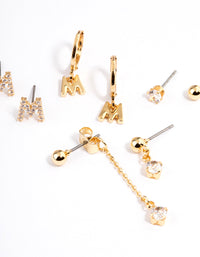 Letter 'M' Gold Plated Initial Ear Stackers - link has visual effect only