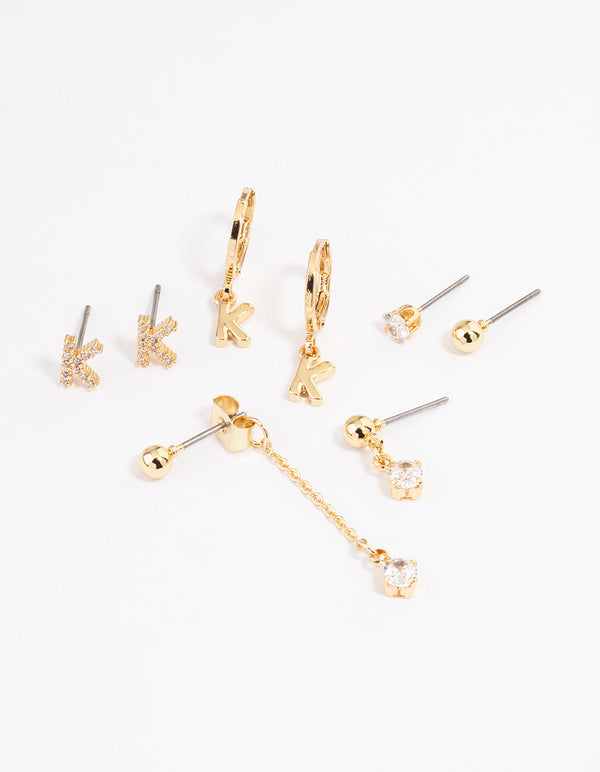 Letter 'K' Gold Plated Initial Ear Stackers