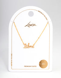 Gold Plated Libra Script Pendant Necklace - link has visual effect only