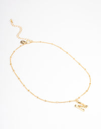 Letter 'N' Gold Plated Bamboo Initial Necklace - link has visual effect only