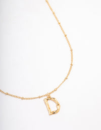Letter 'D' Gold Plated Bamboo Initial Necklace - link has visual effect only