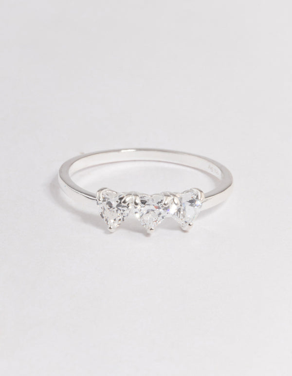 Sterling Silver Trio Heart Ring