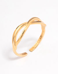 Gold Plated Sterling Silver Cross Over Ring - link has visual effect only