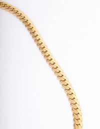 Gold Plated Stainless Steel Heart FOB Flat Chain Necklace - link has visual effect only