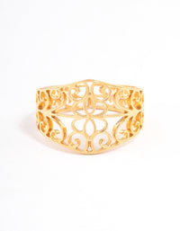 Gold Plated Stainless Steel Fine Swirl Filigree Ring - link has visual effect only