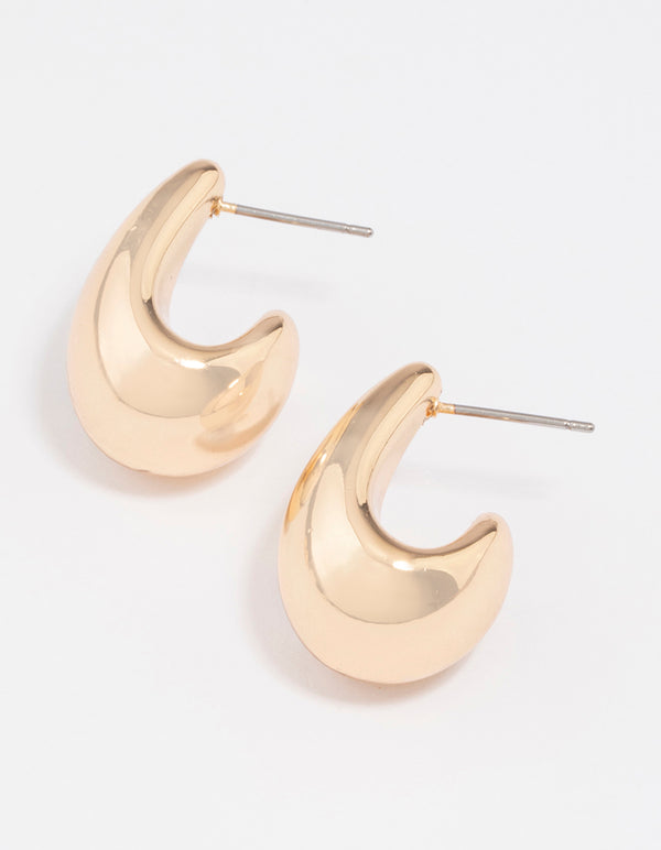 Gold Pear Huggie Hoop Earrings