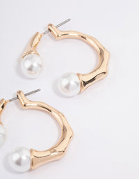 Gold Front & Back Pearl Earrings - link has visual effect only