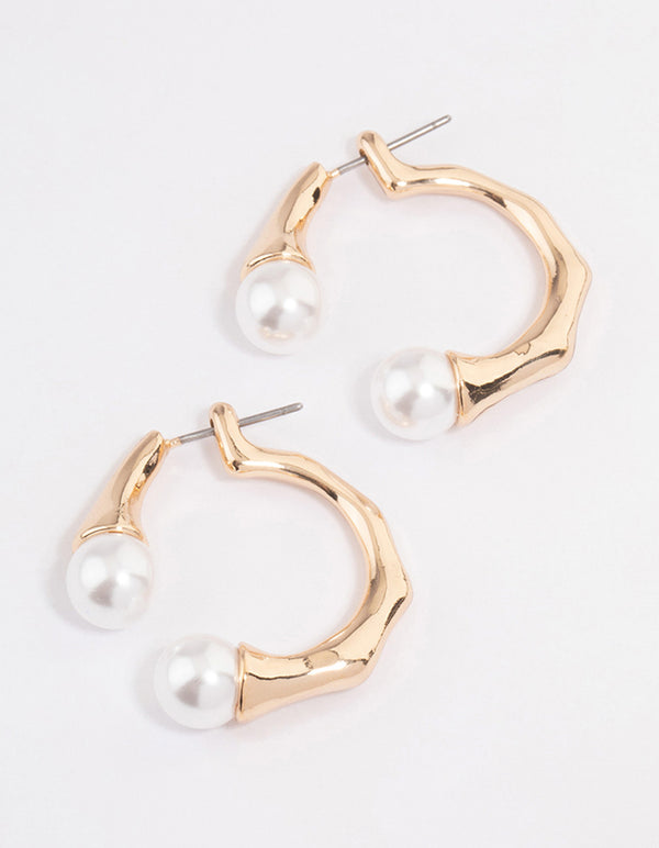 Gold Front & Back Pearl Earrings