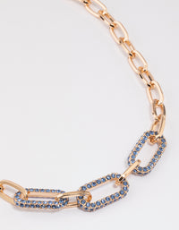 Gold Crystal Link Necklace - link has visual effect only