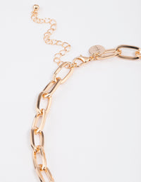 Gold Crystal Link Necklace - link has visual effect only
