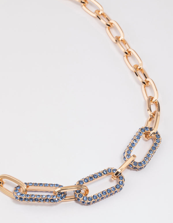 Gold Crystal Link Necklace