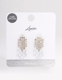 Silver Plated Cubic Zirconia Mesh Statement Drop Earrings - link has visual effect only