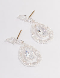Silver Plated Cubic Zirconia Drop Stud Earrings - link has visual effect only