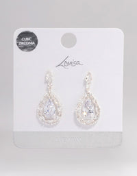 Silver Plated Cubic Zirconia Drop Stud Earrings - link has visual effect only
