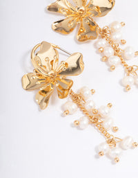 Gold Plated Large Flower Freshwater Pearls Cluster Earrings - link has visual effect only