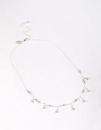 Silver Plated Cubic Zirconia Dainty Chain Drop Necklace - link has visual effect only