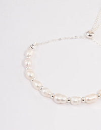 Silver Plated Freshwater Pearl Ball Toggle Bracelet - link has visual effect only