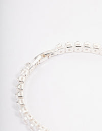 Silver Plated Square Cubic Zirconia Tennis Bracelet - link has visual effect only