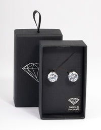 Rhodium Classic Large Diamante Stud Earrings - link has visual effect only