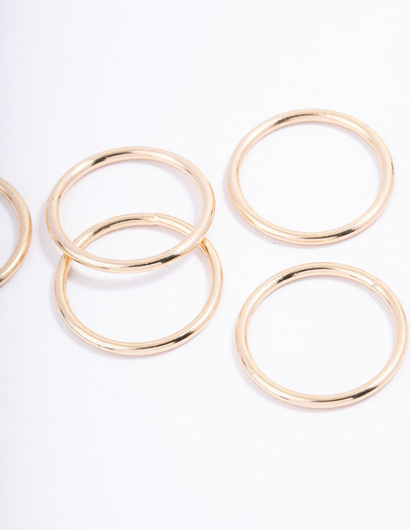Gold Basic Smooth Ring 5-Pack