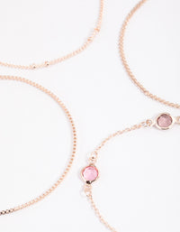 Rose Gold Mixed Box Chain Diamante Bracelet & Anklet 4-Pack - link has visual effect only