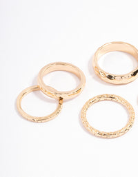 Gold Multi Hammered Ring Pack - link has visual effect only