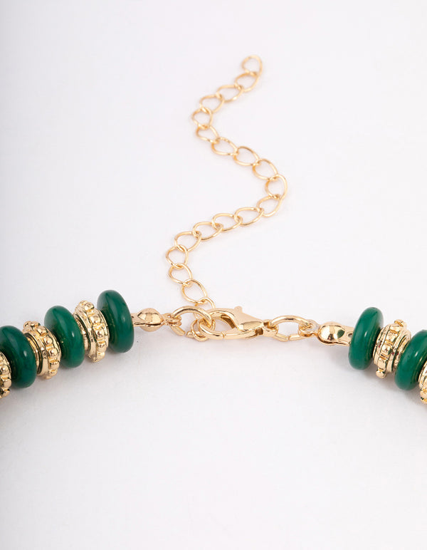 Gold Mixed Texture Disc Beaded Necklace